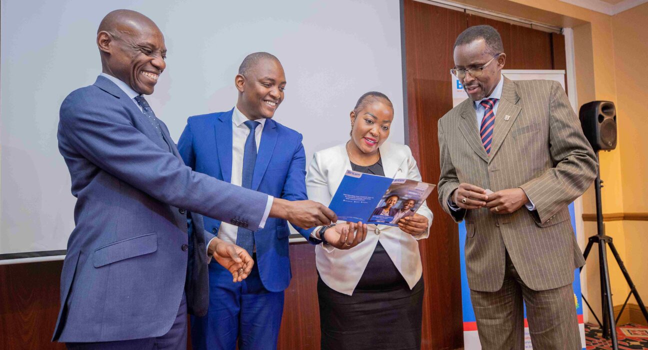 From left: Barack Obatsa - Britam Asset Managers (BAM) CEO, Eng Edward Karani - Micro & Small Enterprises Authority Director, Dr. Caesar Mwangi – Exec Dean, Strathmore Business School and Concepta Ayuma – BAM Head of Business Development, during the launch of Britam’s Ngao Umbrella Pension Scheme, a multi-employer retirement benefit scheme that simplifies retirement planning for SMEs, enabling them to bypass the complexities and high costs associated with setting up and managing, stand-alone retirement benefits schemes. The scheme pools funds from various employers, ensuring financial security for members through collective investment and management.