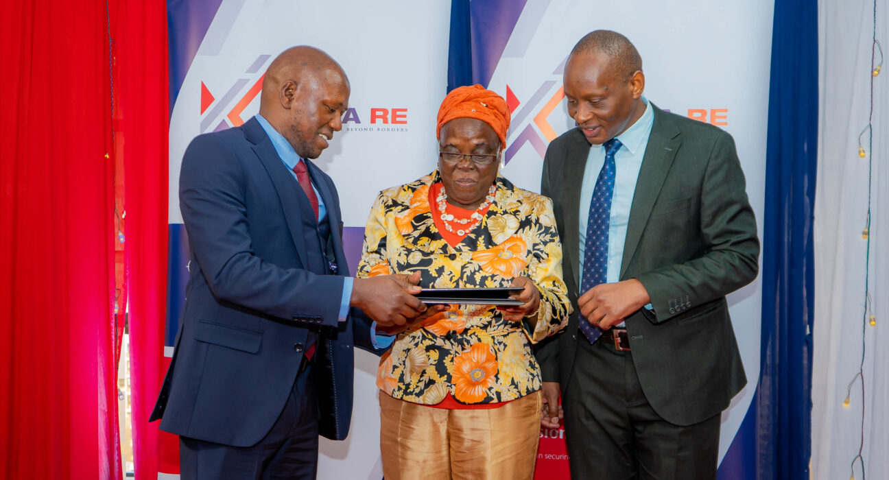 (Left) Kenya Re Group Managing Director, Dr. Hillary Wachinga, (Center) with Hon. Catherine Kimura, Chair of the Board of Directors of Kenya Re, and Charles Kariuki, Corporation Secretary (Right).