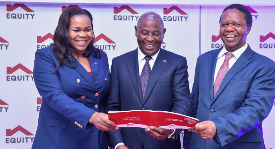 From left to right: Equity Life Assurance (Kenya) Limited Managing Director, Angela Okinda, Equity Group Managing Director and CEO, Dr. James Mwangi and Equity Group Chief Risk Officer, Sam Gitwekere, during the H1 2024 Investor Briefing event. Equity Group Holdings has registered a 12% growth in profit after tax to Kshs. 29.6 billion for the period ended 30th June 2024 compared to a similar period last year. Deposits grew by 11% to Kshs. 1.3 trillion up from Kshs. 1.2 trillion while total assets grew by 6% to Kshs. 1.75 trillion up from Kshs. 1.64 trillion. Regional businesses contributed 49.7% of total assets and 50.2% of profit before tax for the period. The Group also diversified with the receipt of a General Insurance license and recorded highest market capitalization in Sub-Saharan Africa.
