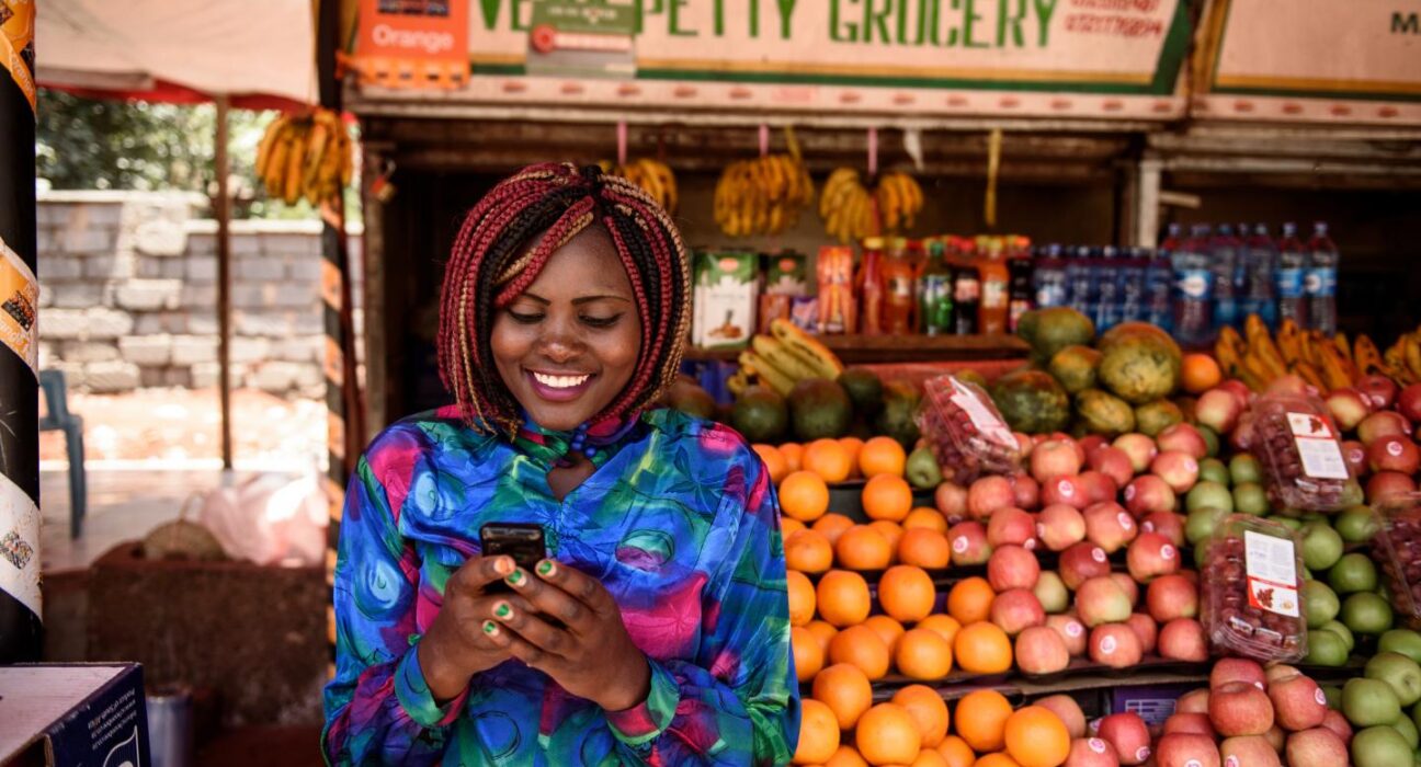 Kenyan woman on phone