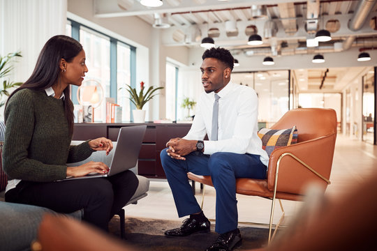 man at interview