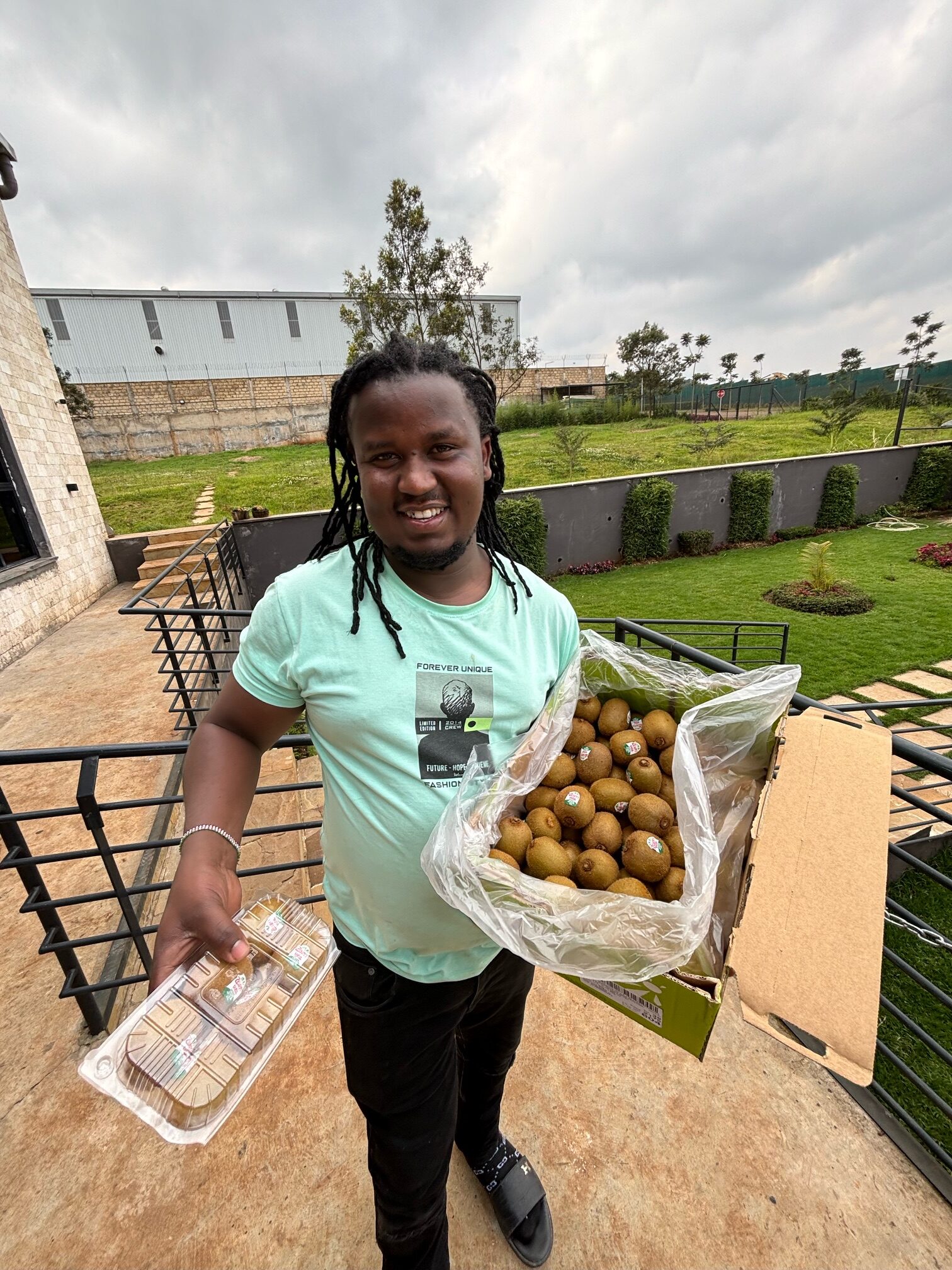 Douglas Macharia from Big Fruit with some of the first Zespri kiwifruit in Kenya that was procured from source by Fruitbox.