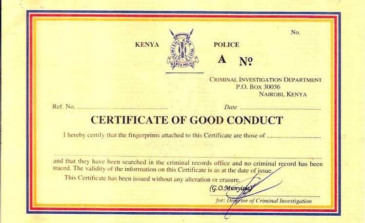 Good conduct certificate