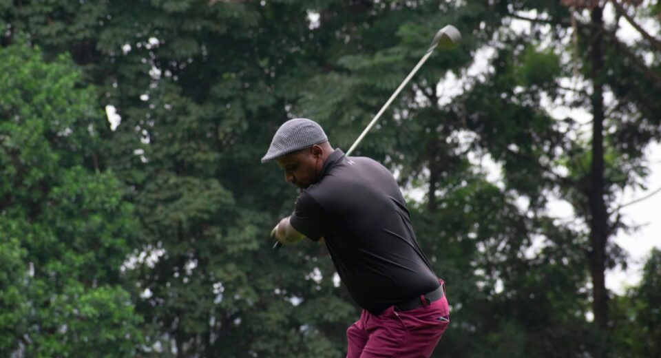 Kennedy Waituika in action during a past golf event at the Kiambu Golf Club.
