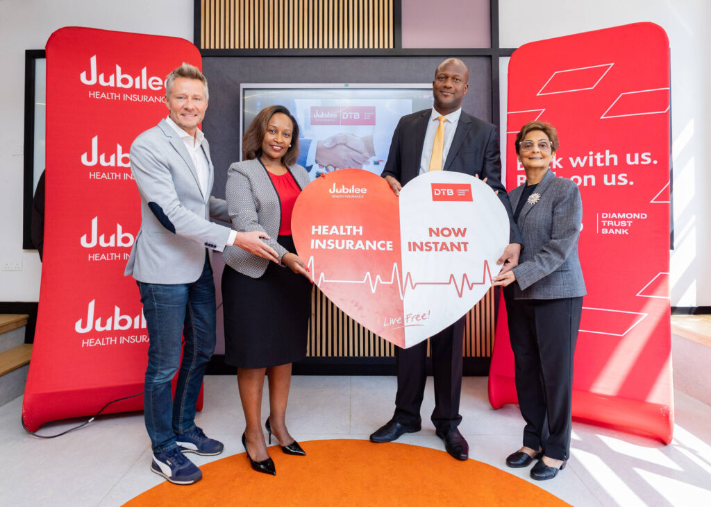 Juan Cazcarra (Group Chief Operating Officer, Jubilee Holdings Limited), Njeri Njomo (CEO, Jubilee Health Insurance Limited), Nasim Devji (Group CEO, DTB) and Raphael Onyango (Director, Corporate & Institutional Banking, DTB).