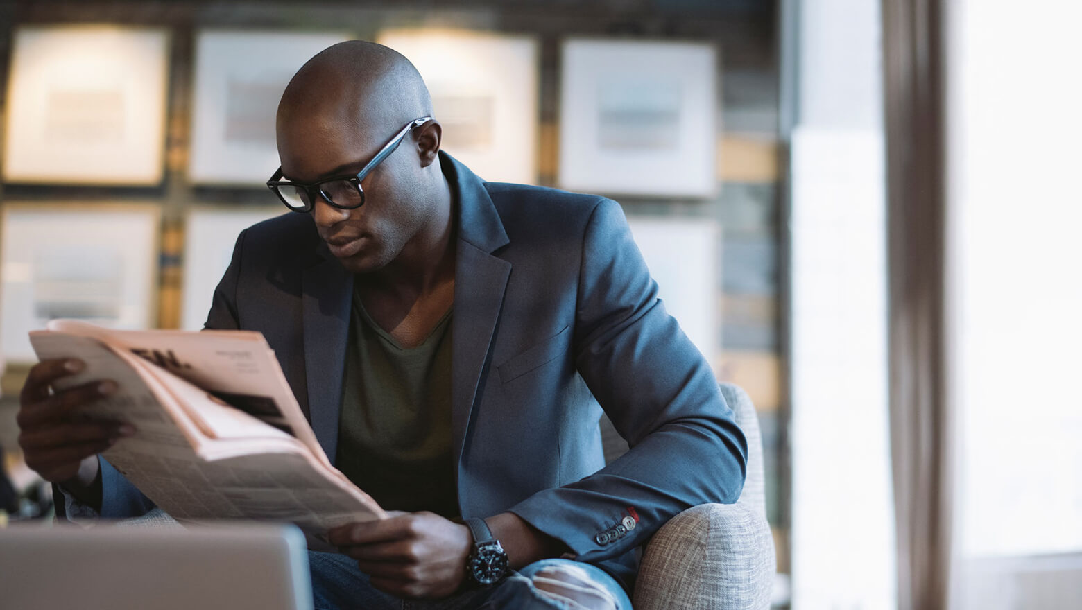 Man Reading paper