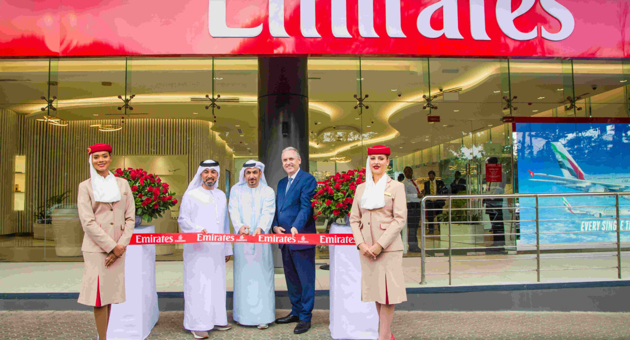 From Left to Right: Cabin crew staff Mariam Ali, H.E. Dr. Salim Alnaqbi - UAE Ambassador to Kenya, Adil Al Ghaith - Senior Vice President Commercial Operations, Center, Christophe Leloup - Emirates Kenya Country Manager and cabin crew Camilla Siggard at the ribbon-cutting, marking the opening of Emirates’ first World Store in Kenya, highlighting Emirates’ commitment to expanding its presence and customer engagement in the region.