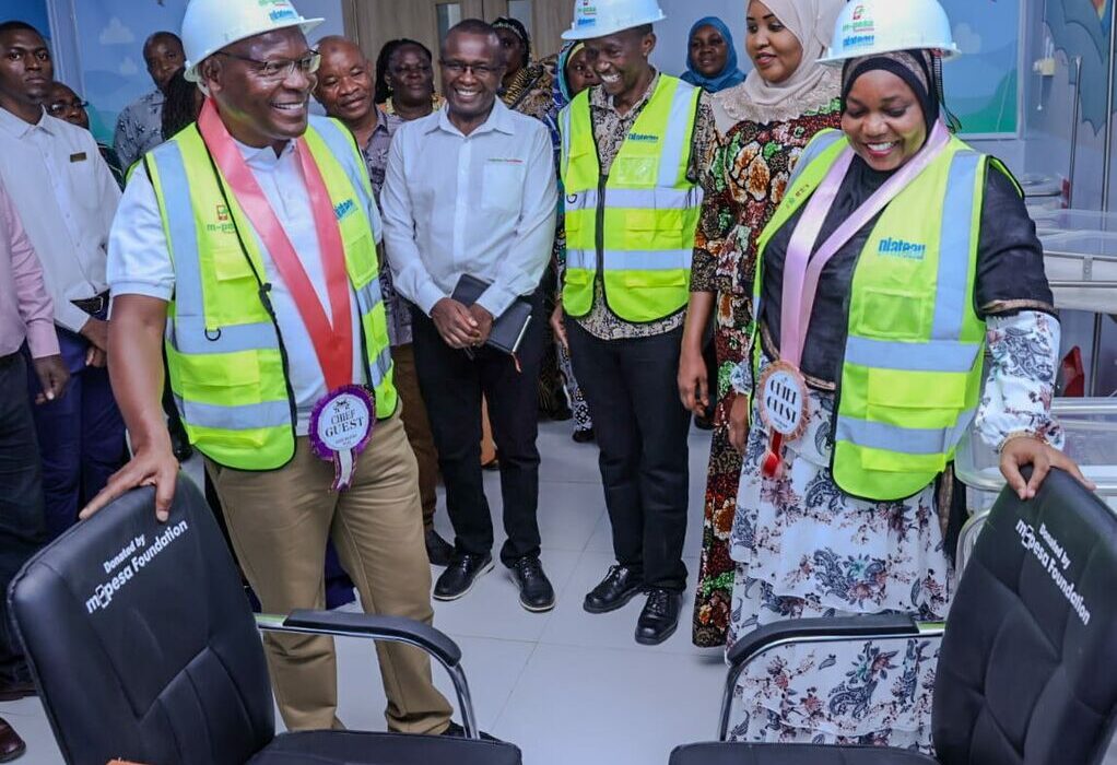 H.E Fatuma Achani, Governor Kwale County (Right) and Joseph Ogutu, Chairman Safaricom Foundation (Left) take a tour around the facility to view equipment donated by M-PESA Foundation during the opening of the Expanded and Equipped Msambweni County Teaching and Referral Hospital Maternity and Newborn Complex in Kwale County