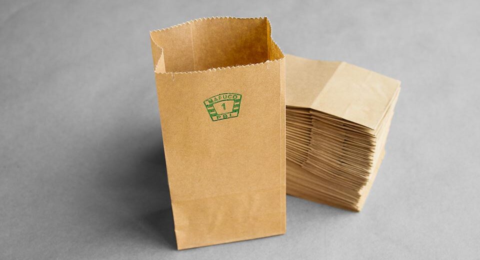 khaki paper bag