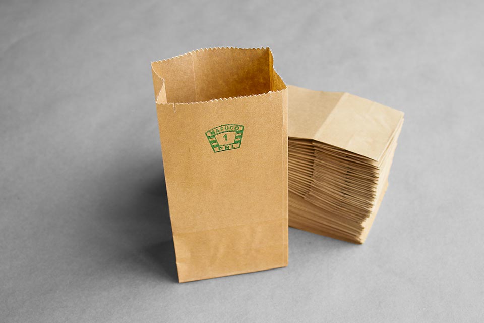 khaki paper bag