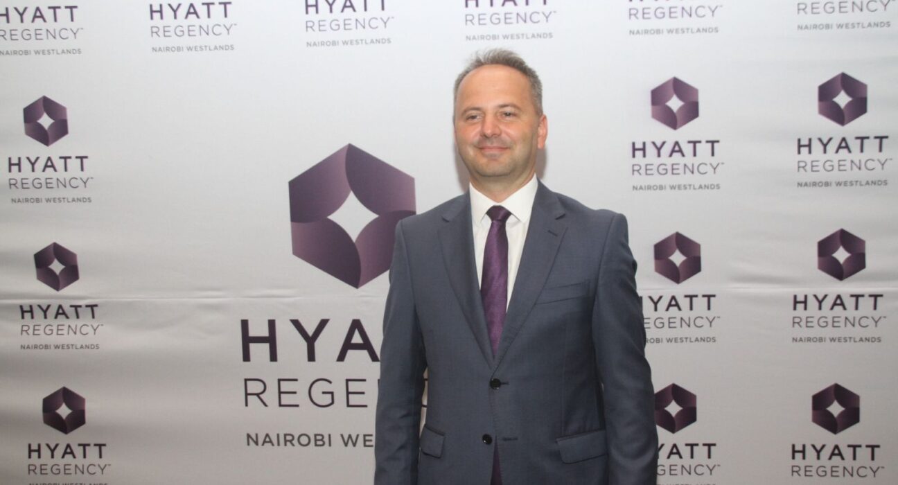 Hyatt Regency Nairobi Westlands General Manager Igor Jovovic and Director of Sales and Marketing Denis Glibic having a chat during the official opening ceremony. The five-star property aims to offer an unmatched hospitality experience, combining elements of Kenya’s local culture with the Hyatt Regency brand’s signature service.