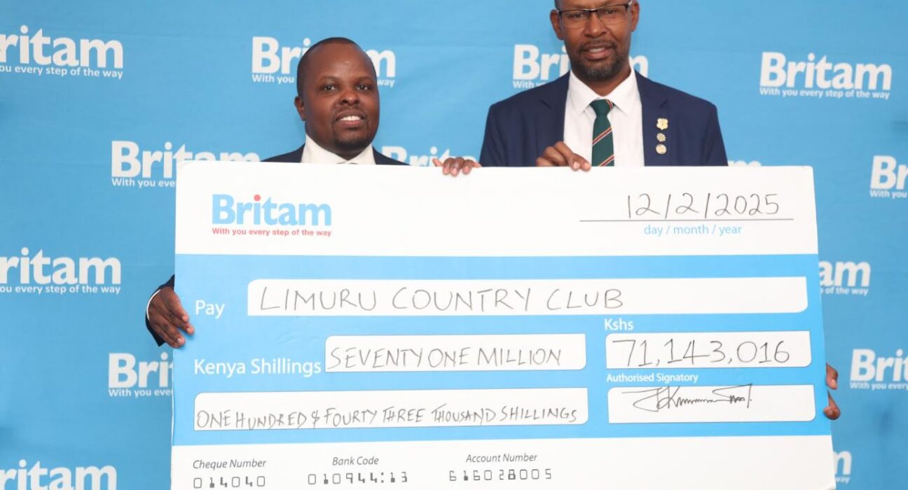 Britam General Insurance CEO & Principal Officer, James Mbithi, and Limuru Country Club Chairman, John Keru, at Limuru Country Club’s grounds in Tigoni, following Britam’s Kshs 71 million claims settlement to the club. The payout covered damages from a devastating fire on January 4, 2025, which extensively destroyed the clubhouse. The fire, suspected to have started from embers escaping the fireplace in the main bar area, caused significant losses. The clubhouse was insured under Britam’s Fire Industrial Insurance Policy, which covered buildings, plant and machinery, stock in trade, and business furniture.