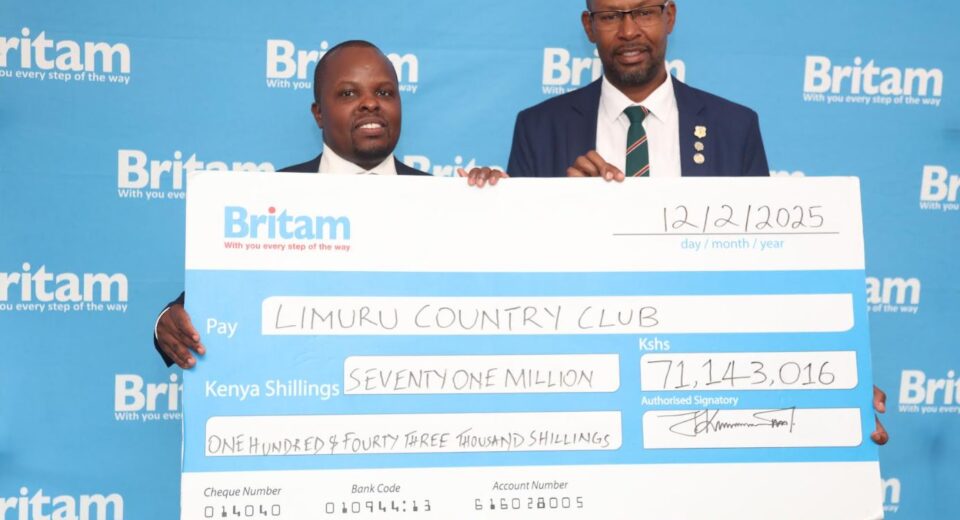Britam General Insurance CEO & Principal Officer, James Mbithi, and Limuru Country Club Chairman, John Keru, at Limuru Country Club’s grounds in Tigoni, following Britam’s Kshs 71 million claims settlement to the club. The payout covered damages from a devastating fire on January 4, 2025, which extensively destroyed the clubhouse. The fire, suspected to have started from embers escaping the fireplace in the main bar area, caused significant losses. The clubhouse was insured under Britam’s Fire Industrial Insurance Policy, which covered buildings, plant and machinery, stock in trade, and business furniture.