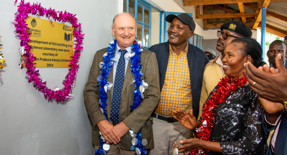 Noel Lindsay-Smith, Chief Operations Officer Eastern Produce Kenya (EPK) with John Tiltai, (MCA Chepkunyuk Ward), Nandi East Deputy County Commissioner Ngalia Ndaya and Leah Kibii- EPK Director during the commissioning of an equipped information, communication and technology (ICT) laboratory at Taboiyat Senior Secondary School and other three science laboratories at Chemomi, Siret, and Kaputi Junior Schools, valued at Kshs 7 million. This is in alignment with EPK's commitment to promote access to quality of Science, Technology, Engineering, and Mathematics (STEM) in its communities.