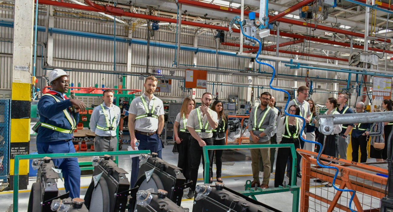 58 executive-level leaders visiting Kenya for a week-long Global Immersion Experience (GIE) are taken through a plant tour of Isuzu EA’s assembly process. The visit to Isuzu East Africa aimed to introduce the students to leading and innovative companies and organizations that have ‘’contributed to and remain important to Kenya’s economic growth.’’