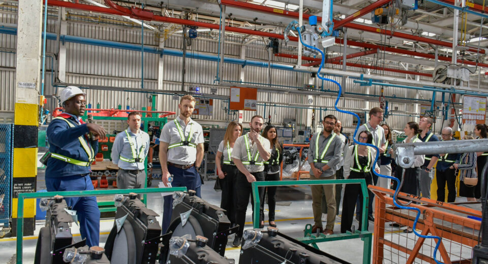 58 executive-level leaders visiting Kenya for a week-long Global Immersion Experience (GIE) are taken through a plant tour of Isuzu EA’s assembly process. The visit to Isuzu East Africa aimed to introduce the students to leading and innovative companies and organizations that have ‘’contributed to and remain important to Kenya’s economic growth.’’