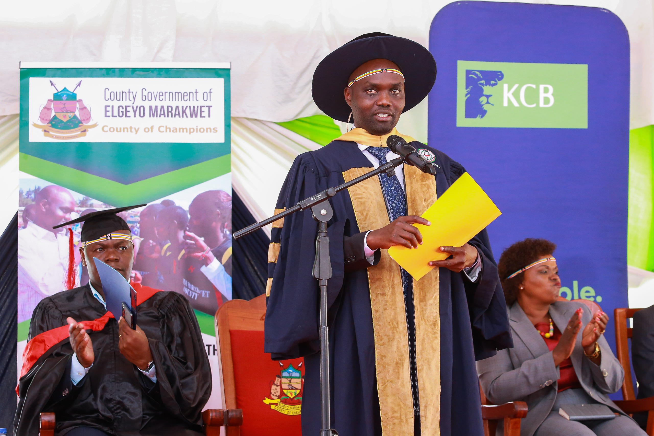 Elgeyo Marakwet County Governor Wisley Rotich during the 2Jiajiri Graduation in Iten. A total of 800 youth graduated from the programme with different technical skills on July 15, 2025.