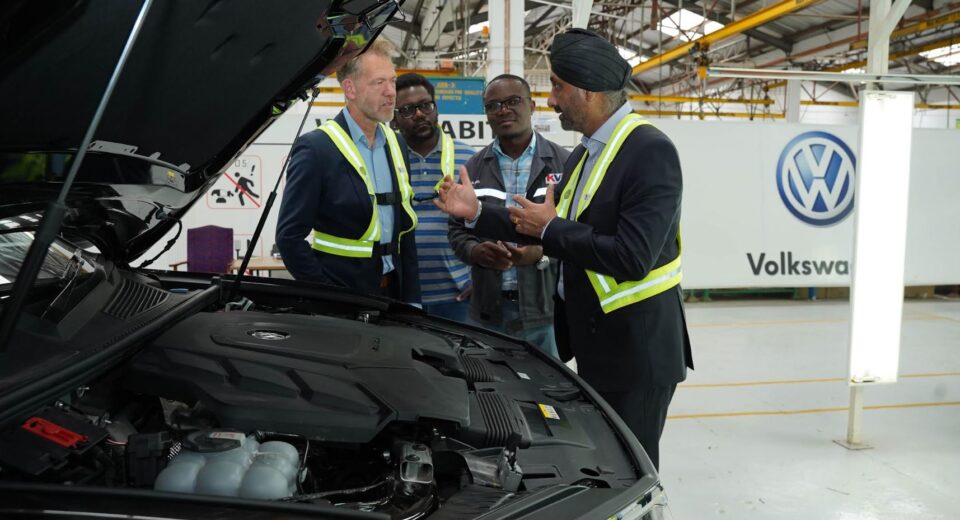 (From left) General Manager, Kenya Vehicle Manufacturers (KVM) - Moses Abiero, Deputy Head of Mission, Head of Economic Affairs German Embassy - Alexander Fierley, Economic Affairs, Economic Cooperation & Development, German Embassy - Pius Ogola Ongoo and CFAO Mobility Managing Director, Arvinder Reel during the visit at Kenya Vehicle Manufacturers (KVM) where Kenya and Germany renewed cooperation aimed at strengthening the local automotive sector.