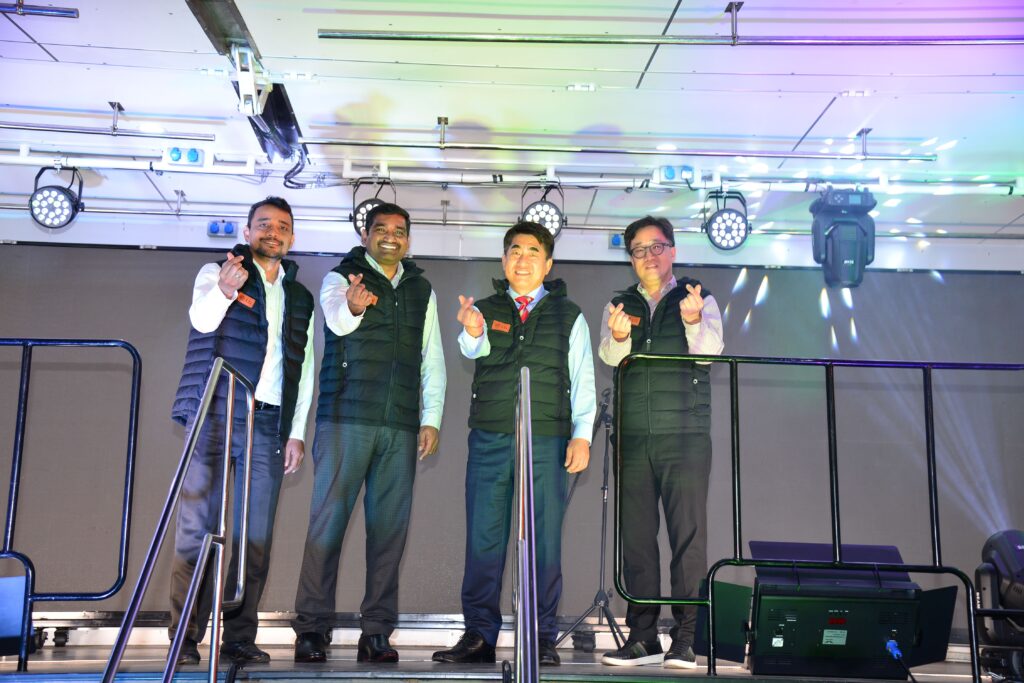 (Second left), LG Electronics EA President, Donghun Lee, with (L-R) LG Electronics EA Chief Finance Officer, Sanghyuk Woo; OPALNET Limited Chief Finance Officer, Sri Harsha Nandina; and OPALNET Limited Head of Marketing, Brijesh Kumar, after the official unveiling of the LG Best Care Trailer at Safari Park Hotel