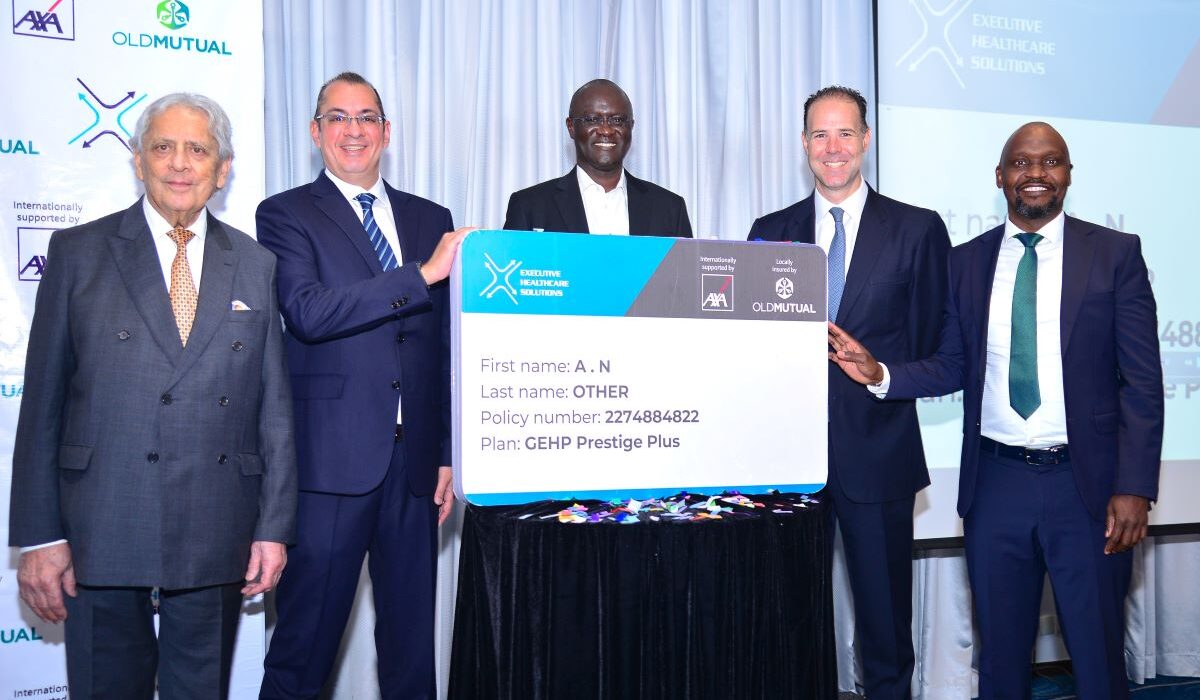 Launch of the Executive Global Health Plan: M.I.C Global Risk & Executive Healthcare Solutions Chairman Shiraz Maherali, Executive Healthcare Solutions CEO Aly Maherali, Old Mutual Group CEO Arthur Oginga, AXA Global Healthcare Chief Growth Officer Karim Idilby, and Old Mutual General Insurance Managing Director Japheth Ogalloh during the launch of the Executive Global Health Plan, a partnership redefining premium healthcare access through globally supported and locally delivered solutions.