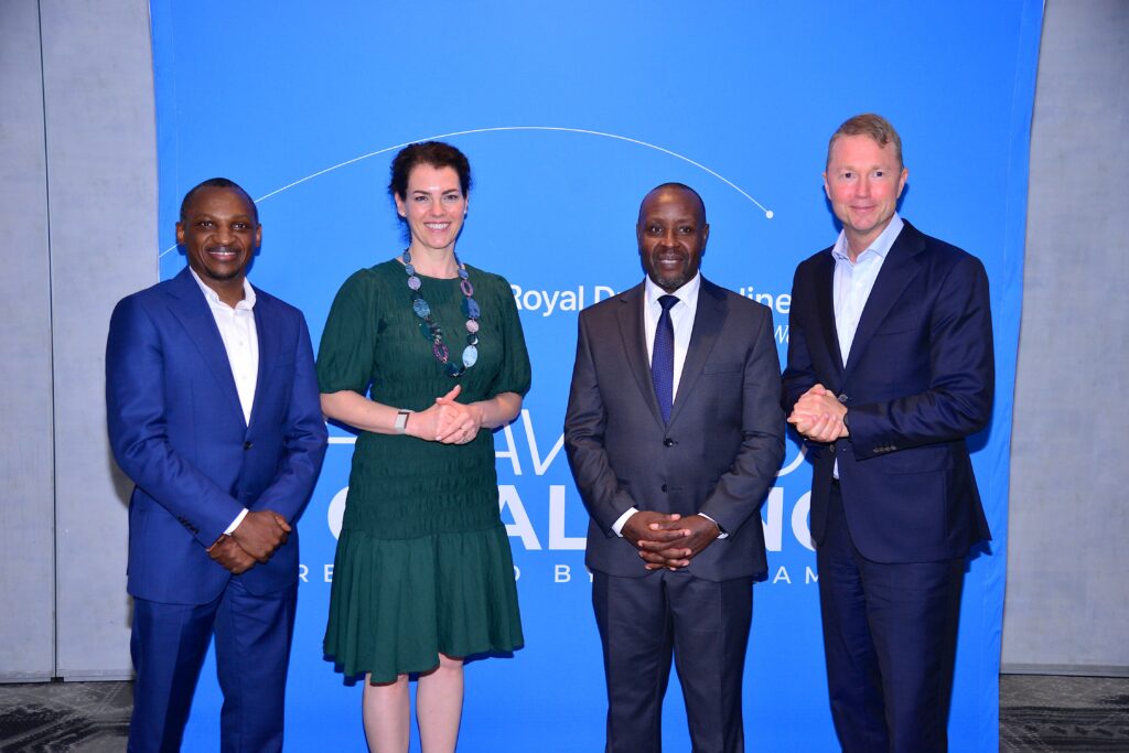 (R-L) Air France-KLM General Manager for East and Southern Africa, Nigeria and Ghana, Joris Holtus; Kenya Airways Group Managing Director & CEO, Allan Kilavuka; Air France–KLM Senior Vice President of Sustainability, Strategy and Transformation, Zita Schellekens; and Kenya Airways Chief Commercial & Customer Officer, Julius Thairu, during the joint sustainability workshop under SkyTeam’s Aviation Challenge, where stakeholders developed a roadmap to accelerate Alternative Aviation Fuel (SAF) adoption in Africa.