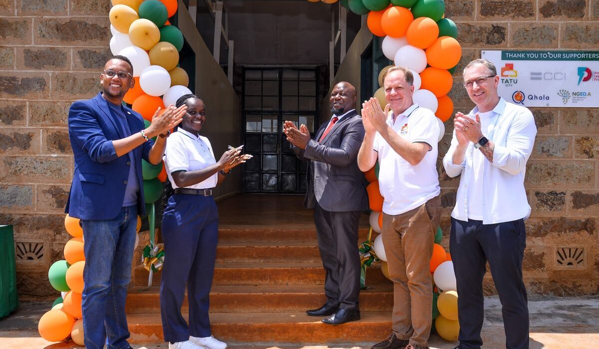 (L-R) Robin Njuno, Managing Executive, Learning & Development, CCI Global; Linda Nyaseda, Head of City Management and DCC, Tatu City; John Kiria, Director ICT, E-commerce and entrepreneurship division, State Department for ICT and digital economy; Preston Mendenhall, Group COO Rendeavour and Kenya Country Head; and Christopher Chance, Senior Vice President East Africa, CCI Global, during the launch of Tatu City’s after-school AI programme.