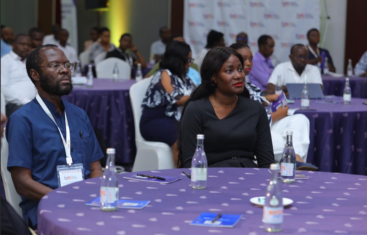H.E. Hon Prof. Peter Anyang' Nyongo', Governor of Kisumu County, and Jeanette Oromo, CEO of the IMC People Ltd and Convener of the Business Ecosystems Summit, during the opening session of BES 2025.