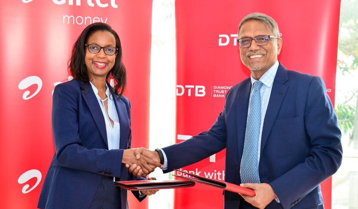 Airtel Money Kenya Managing Director, Anne Kinuthia-Otieno with George Otiende, Director, Retail Banking at DTB
