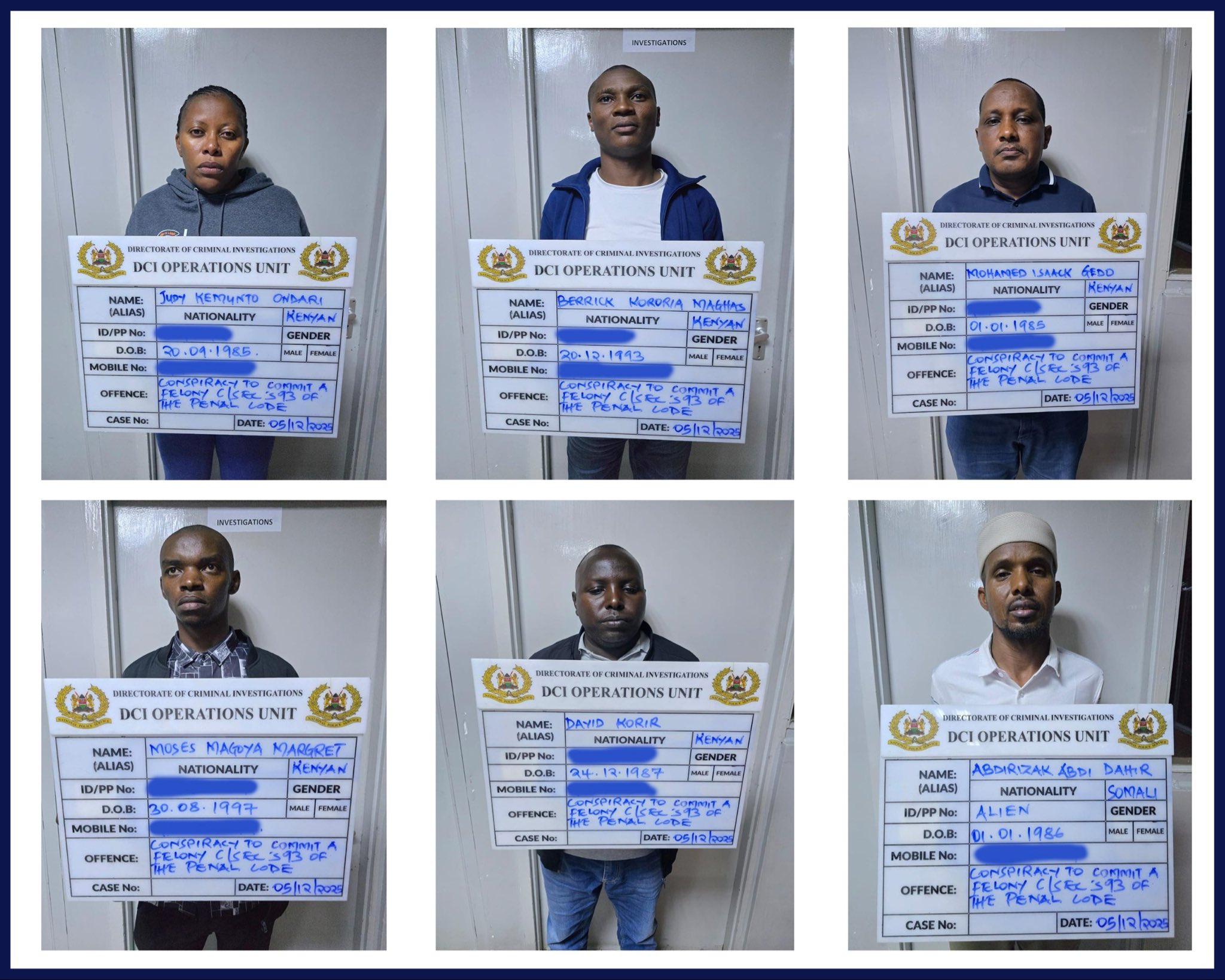 Suspects in DCI Lineup