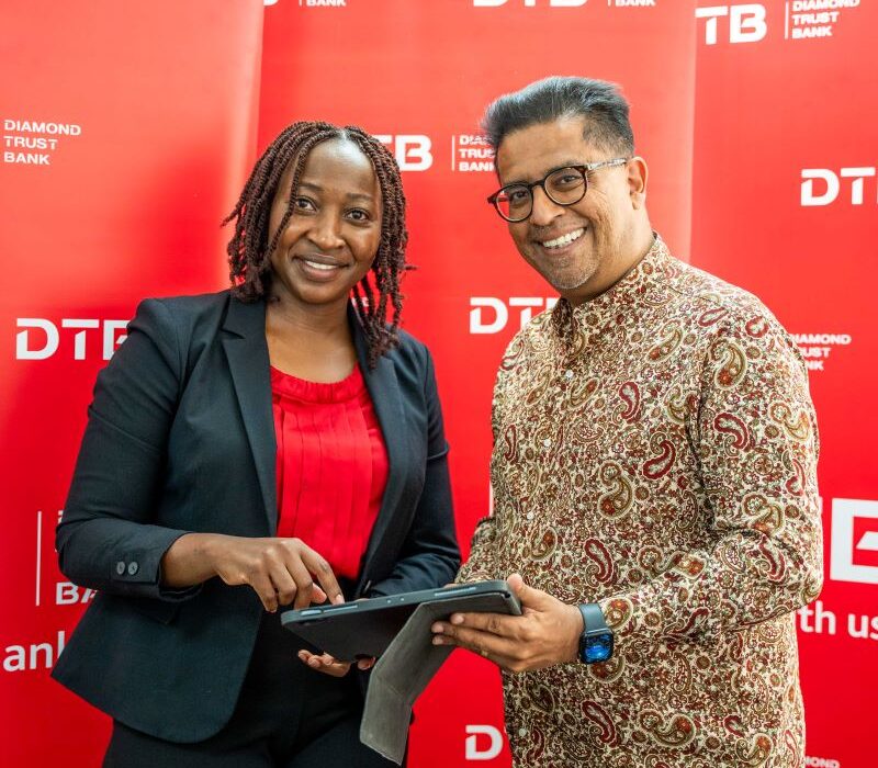 Faith Atiti Head of Strategy and Research, DTB(left) and Alkarim Jiwa Director Finance, DTB