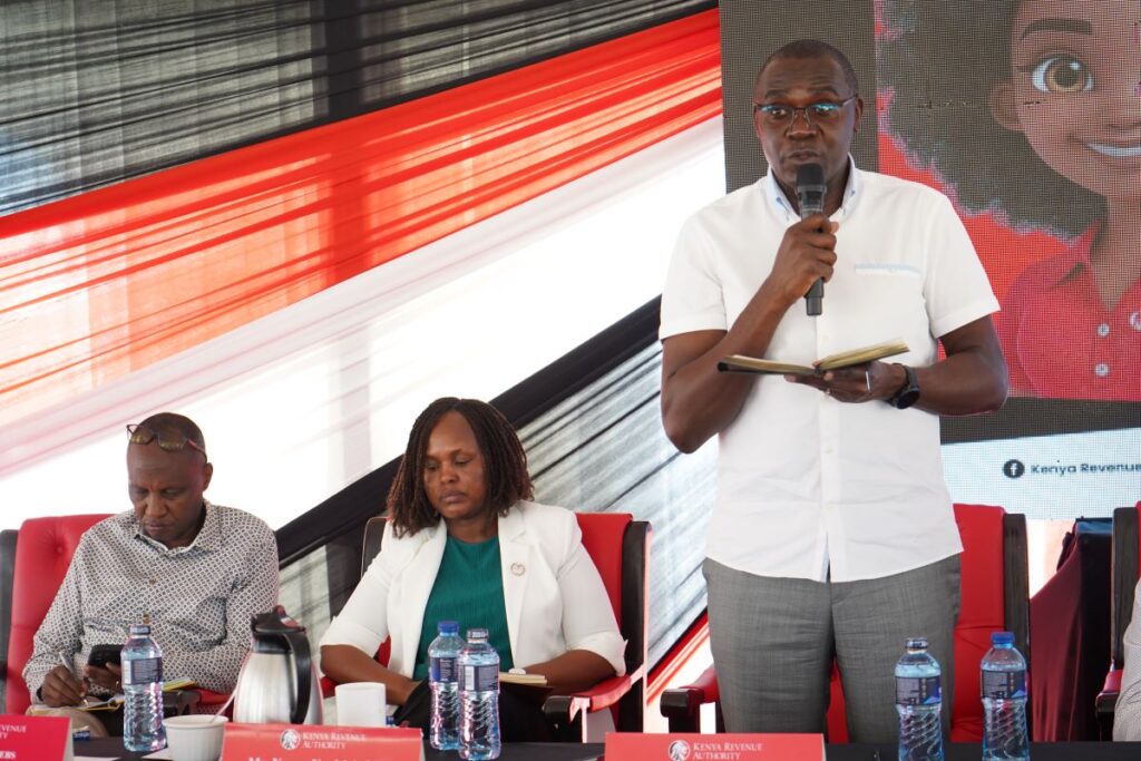 Commissioner George Obell during a Citizen Assembly in Eldoret.
