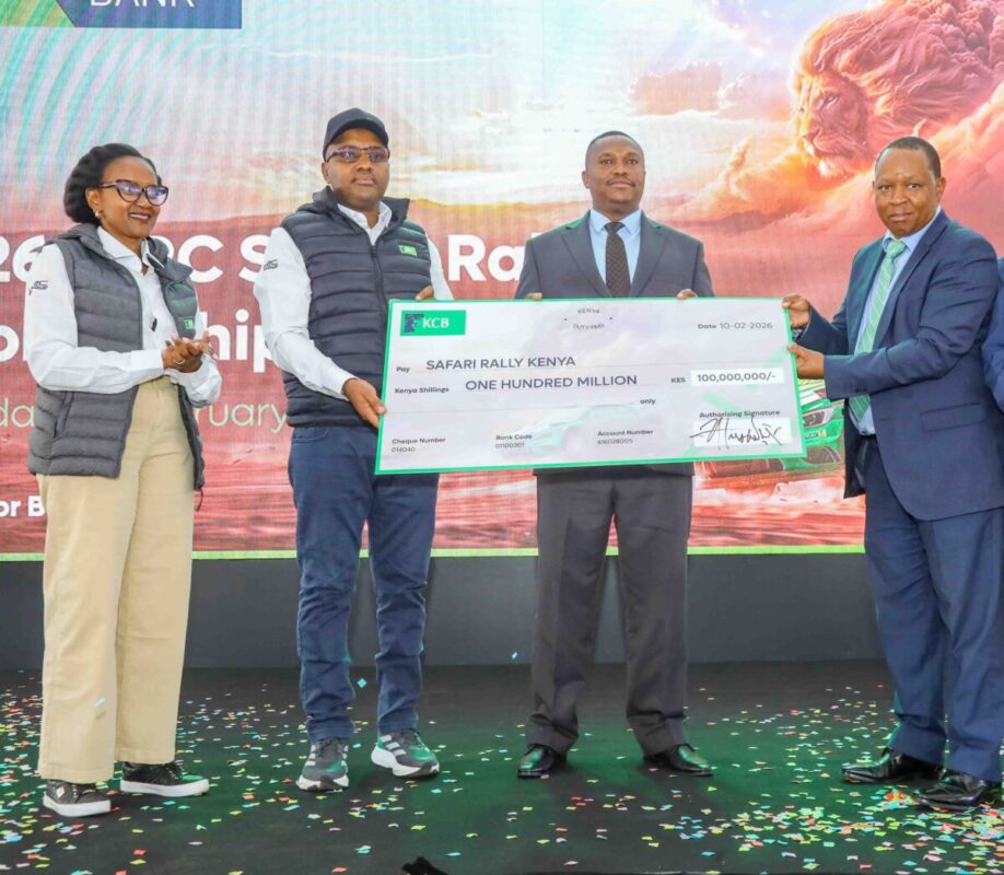 From left, KCB Group Director Marketing and Communications, Rosalind Gichuru, KCB Group CEO Paul Russo, pose for a photo alongside PS State Department for Sports, Elijah Mwangi, and Safari Rally CEO Charles Gacheru during the official launch of the 2026 KCB WRC Safari Rally Sponsorship at KICC, Nairobi, on February 10, 2026
