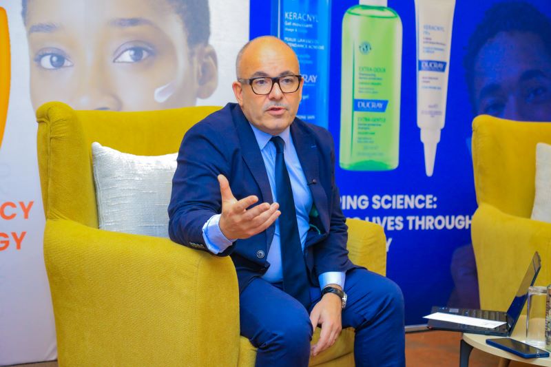 Pierre Behnam, Group Managing Director for International Strategic Partnerships at Pierre Fabre Group, engages members of the media during the official launch of Eau Thermale Avène and Ducray in Kenya at the Serena Hotel in Nairobi on Thursday, February 5, 2026. The launch marked Pierre Fabre’s strategic entry into East Africa, responding to rising demand for clinically tested, pharmacy-recommended skincare solutions for acne, hyperpigmentation, eczema and skin sensitivity.