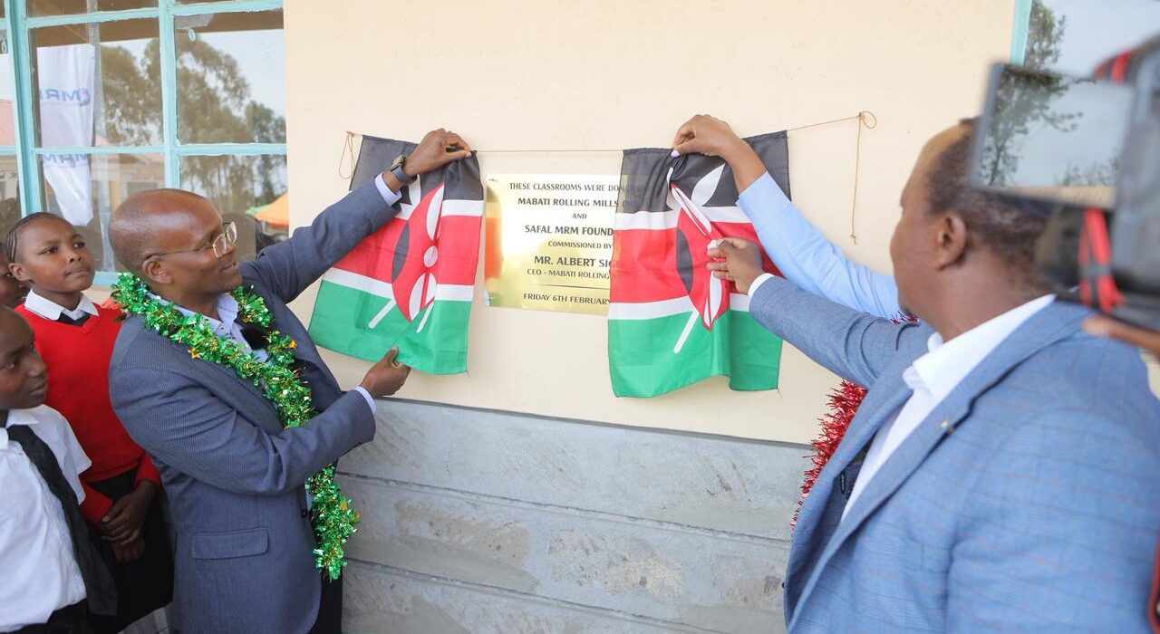 MRM CEO Albert Sigei during the official handover of a newly constructed classroom block at Nyanjoro Primary School in Nyahururu. The newly built block will provide a safe, dignified, and conducive learning environment for both pupils and teachers—enhancing focus, participation, and educational outcomes.