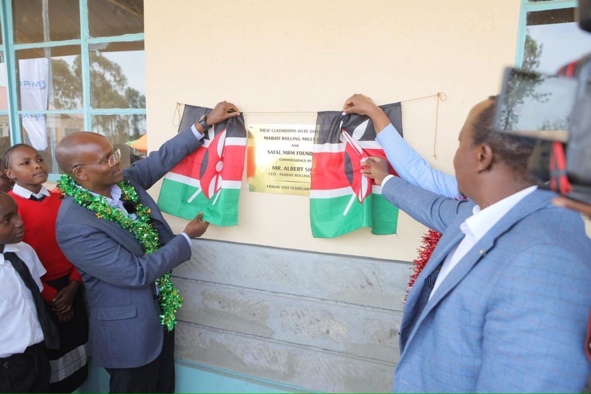 MRM CEO Albert Sigei during the official handover of a newly constructed classroom block at Nyanjoro Primary School in Nyahururu. The newly built block will provide a safe, dignified, and conducive learning environment for both pupils and teachers—enhancing focus, participation, and educational outcomes.