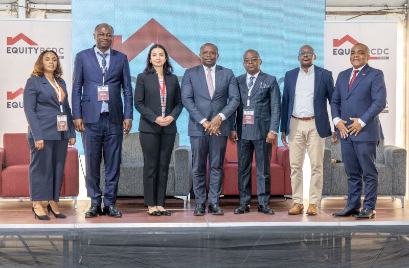 (L-R) Head of the National Agency for the Promotion of Investments (ANAPI) Ladia Wabiwa, President of the Federation of Congolese Agribusinesses (AGRICOS) Eric Lwamba Mayanga, Director for Brand & Global Communications at Equity Group Nicole Dow, Deputy Managing Director of Equity BCDC in the Southern Region Yves Bizunga, Lubumbashi-based finance specialist Michel Kinkele Orelis, Equity Group Director for Mining and Extractives Mpofu Vusi and Paty-Paterne Mushagalusa, Associate Director for Commercial Projects at Equity BCDC at Pullman Hotel in Lubumbashi.